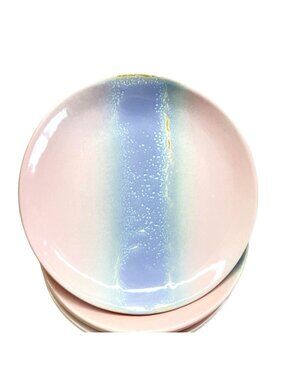 Bloomingville Safie Reactive Glaze Stoneware Pink Dessert Plates Set of 4 NWOT